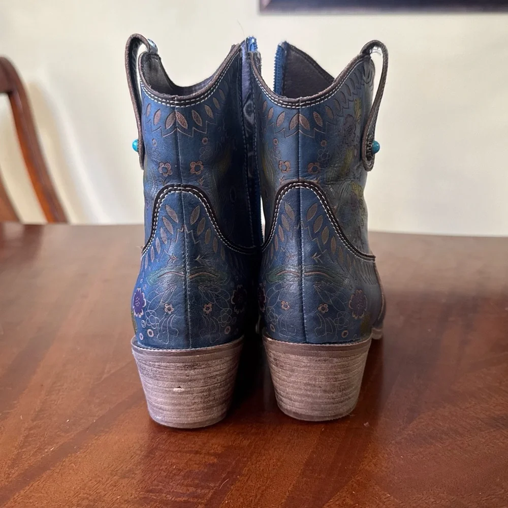 Spring Step Blue Floral Ankle Booties - Picture 3 of 8